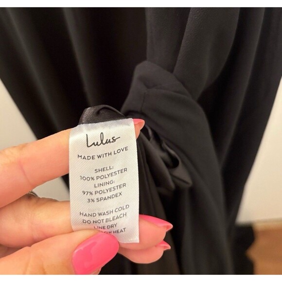 Lulus Romantically Speaking Black Cowl Lace-Up Maxi Dress Size Medium NWT Formal - Picture 8 of 9